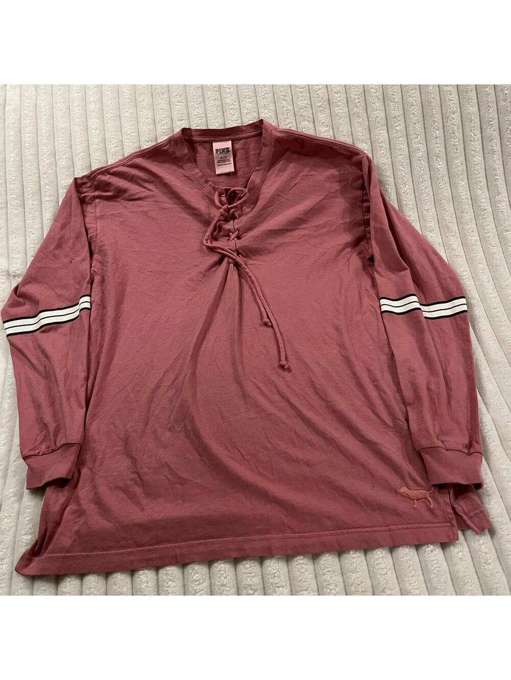 Victoria's Secret Maroon Lace-Up Long Sleeve Shirt Women’s Size Medium